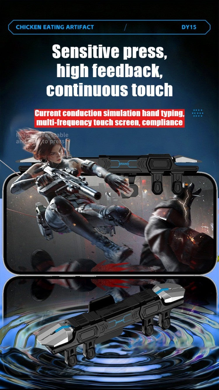 DY15 Mobile PUBG Game Trigger Aim Shooting ABS Alloy Key Button Six Finger Stretchable Sensitive Game Controller for IOS Android