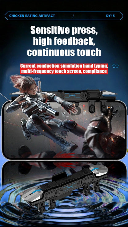 DY15 Mobile PUBG Game Trigger Aim Shooting ABS Alloy Key Button Six Finger Stretchable Sensitive Game Controller for IOS Android