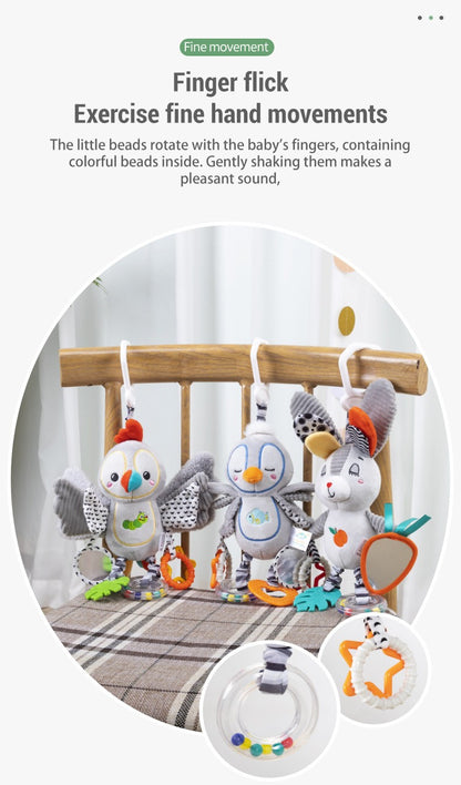 Chocalhos de Bebê Móbiles Desenho Animado Sino Animal Brinquedo Crianças Educação Precoce Desenvolvimento Sensorial Aperto de Mão Coelho Pinguim Chocalhos Brinquedos Presente