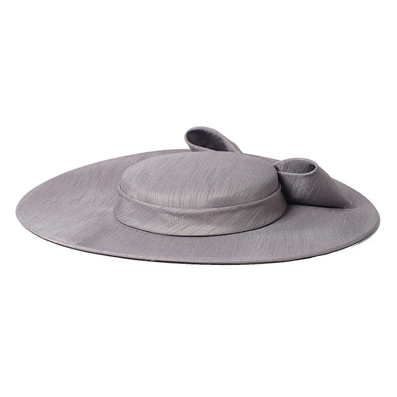 FS Elegante Chapéu de Aba Larga Marfim Feminino Grande Laço Ocasião Formal Kentucky Boné Feminino Casamento Coquetel Festa Fedora de Topo Reto 2024