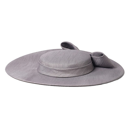 FS Elegante Chapéu de Aba Larga Marfim Feminino Grande Laço Ocasião Formal Kentucky Boné Feminino Casamento Coquetel Festa Fedora de Topo Reto 2024