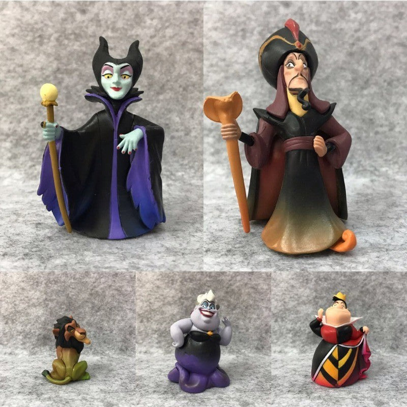 5 pçs Disney Vilões Bonecos de Ação Brinquedos O Rei Leão Scar Úrsula Jafar Malévola Rainha de Copas Boneco Anime Modelo de Pvc Presente