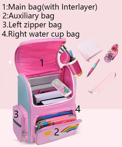 Children Girl Backpack With Large Capacity Waterproof Unicorn Print Teen School Bag for 2-16 Year Olds Cute Kawaii Kid Backpack