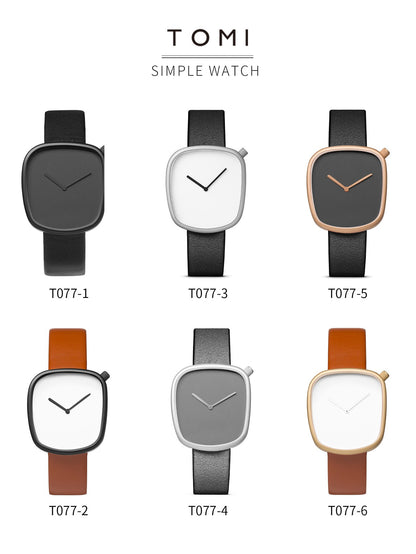 TOMI Watch Minimalist Men's Square Fashion Ultra thin Watch Minimalist Women's High Quality Elegant Quartz Watch Clock Gift