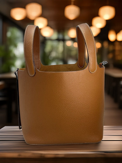 Mendy 22 CM Large size Top Quality Bucket Bags Women's Bag Lady Luxury Designer High End Bag TC Cowhide Golden Sliver