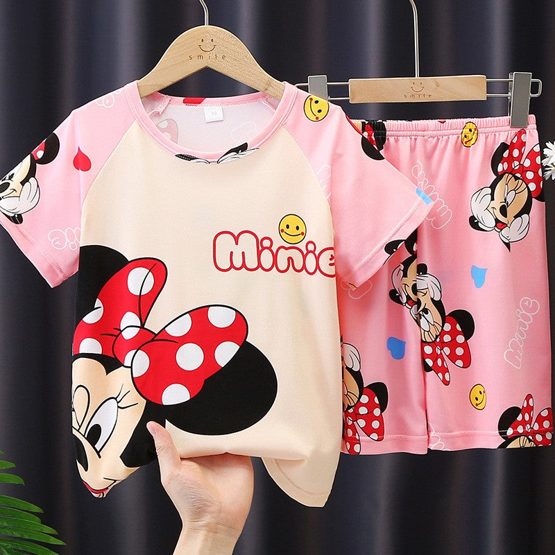 Summer Children Clothing Boys Girls Kids Clothing mermaid Sets Mikey Minnie Cartoon Suit Kid Sleepwear Short Sleeve Nighty