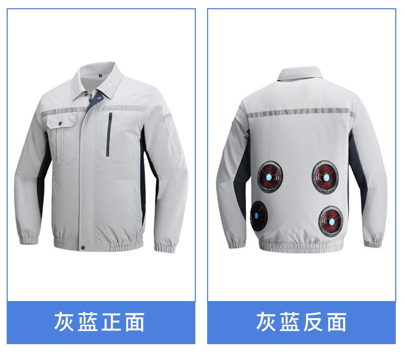 Summer Cooling Jacket Men's Hooded Fan Jacket Heat Resistant Fan Air Conditioner Clothes Breathable Outdoor Fishing Fan Workwear
