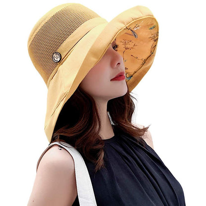 Women Mesh Sun Hats Summer Beach UV UPF Packable Wide Chin Strap, Sun Hats for Men & Women UV Protection, Sun Hat with Neck Flap