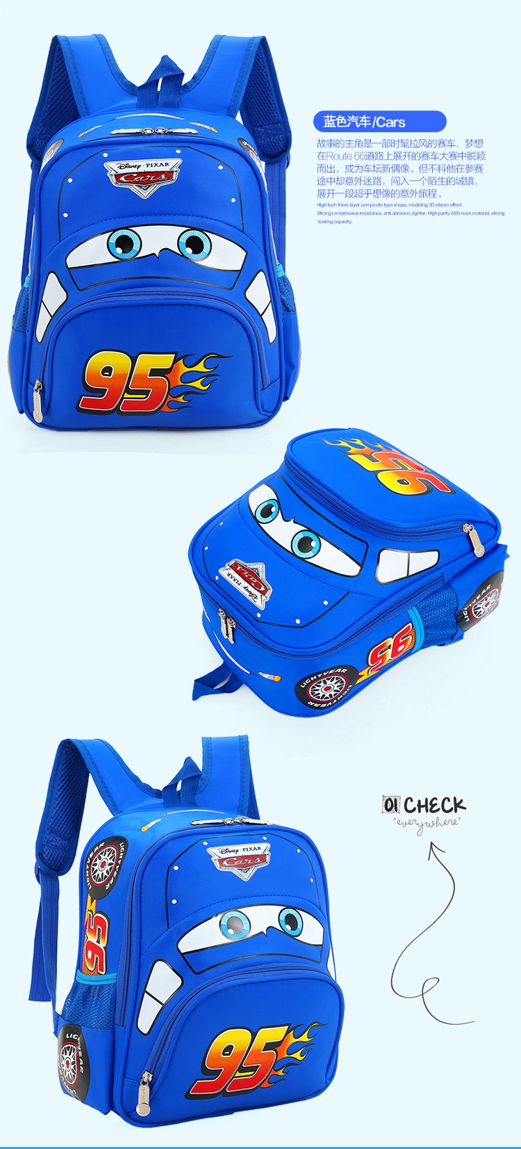 Mochila infantil de carro Disney para creche, mochila de segurança para meninos, alunos do primário, 3-6 anos