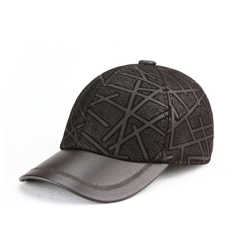 Classic Genuine Sheep Leather Baseball Cap for Men Adjustable Lightweight Breathable for Spring/Autumn