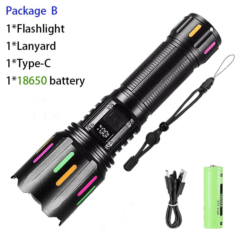 Super Powerful LED Flashlight 1000000LM High Power Torch Strong Light 800W Led Flash Light Rechargeable Hunting Tactical Lantern