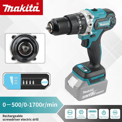 Furadeira Parafusadeira a Bateria 18V DDF487 Makita, Motor Brushless, Ferramenta Elétrica Adequada para Bateria 18V