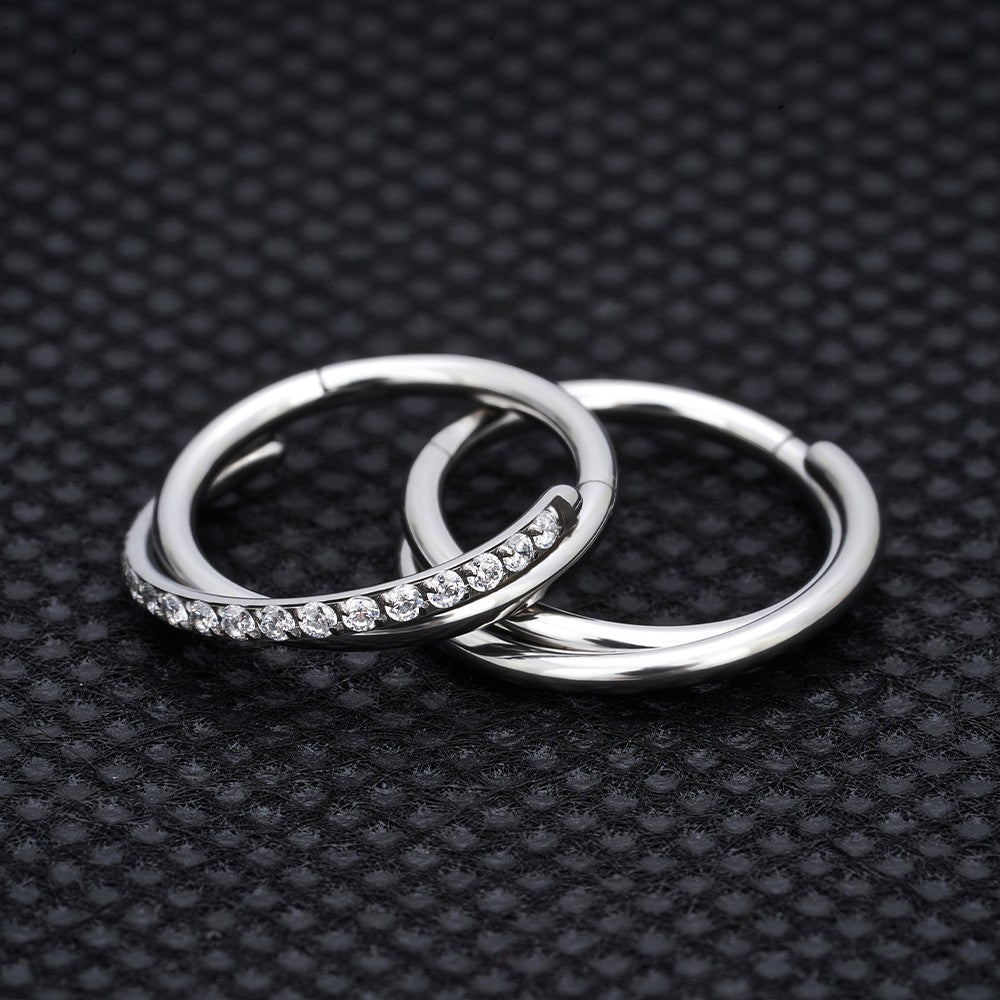 G23 Titânio Anel de Nariz Clicker Orelha Cartilagem Tragus Hélix Daith Brincos Redondos Argolas Zircônia Cúbica 16G Segmento Articulado Joia de Piercing Corporal