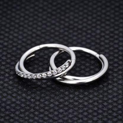 G23 Titânio Anel de Nariz Clicker Orelha Cartilagem Tragus Hélix Daith Brincos Redondos Argolas Zircônia Cúbica 16G Segmento Articulado Joia de Piercing Corporal