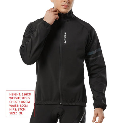 WOSAWE Winter Cycling Jacket Mens Fleece Warm Long Sleeve Bike Jacket Thermal Fabric MTB Bicycle Jersey Long Jersey