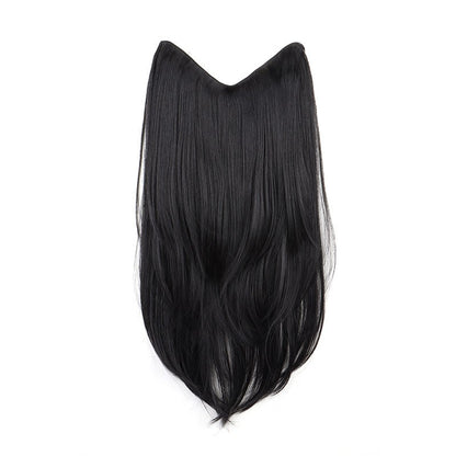 Alongamento de Cabelo Sintético de 22 Polegadas em Formato V, Longo e Liso, Peça de Cabelo em Camadas Natural Invisível para Uso Diário Feminino em Festas e no Dia a Dia