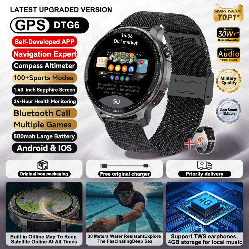 2026 Novo Militar T-Rex 3 Ultra Offline Mapa GPS Smart Watch 4GB Memória 10ATM À Prova D'Água Monitor Cardíaco Esportivo Smartwatch Masculino