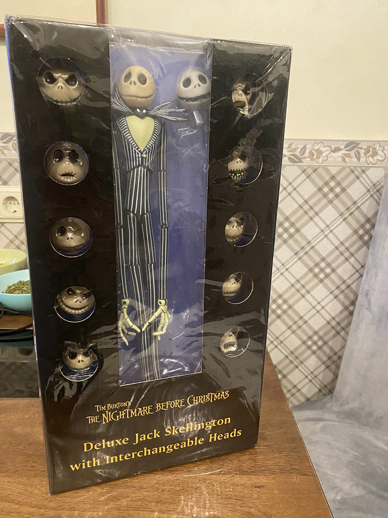 O Estranho Mundo de Jack Skellington com Cabeças Intercambiáveis Boneco de Ação PVC Brinquedo Modelo Coleção Presente 35cm