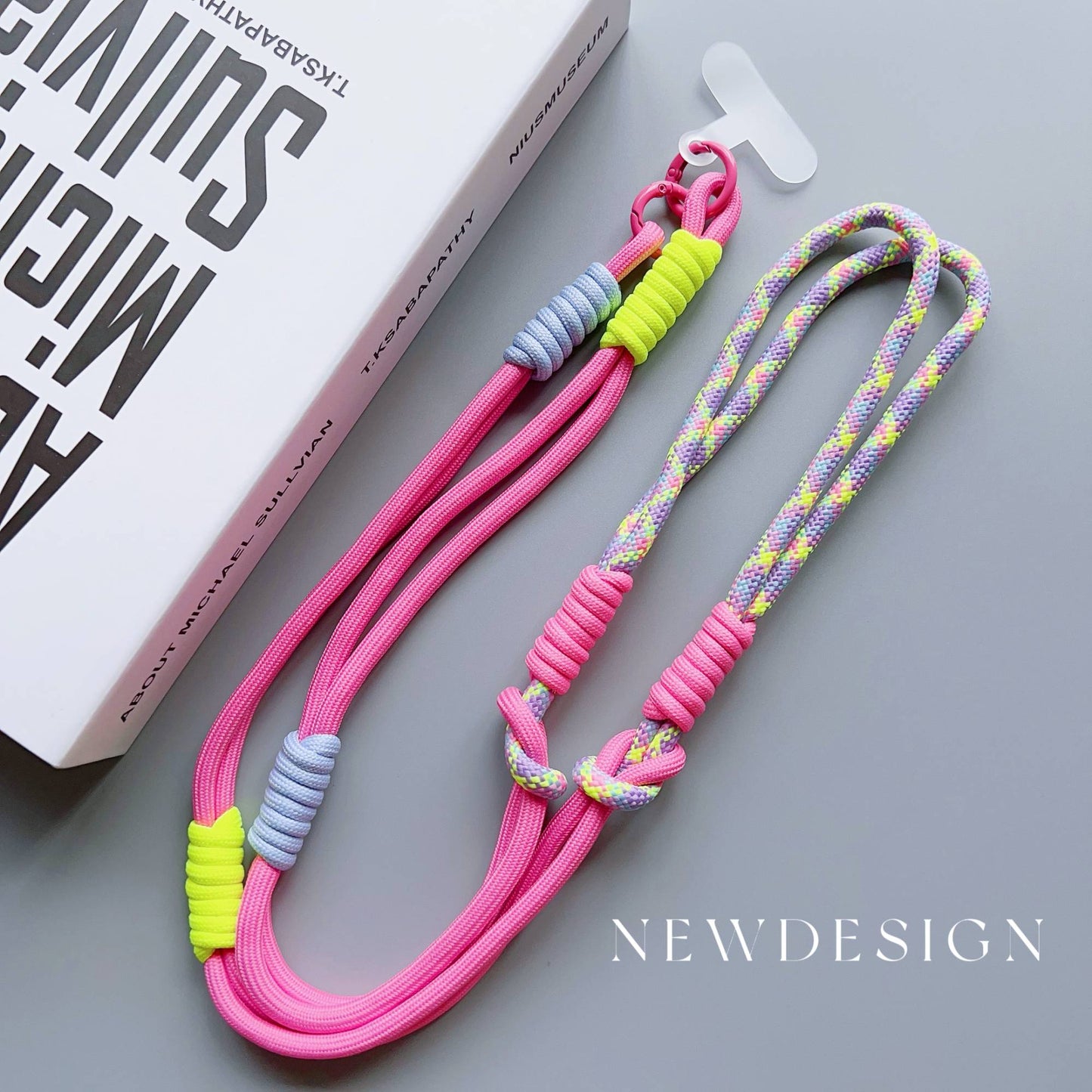 Cordão de pescoço tipo alça transversal ajustável para celular, estilo coreano, com remendo de substituição para acessórios de celular