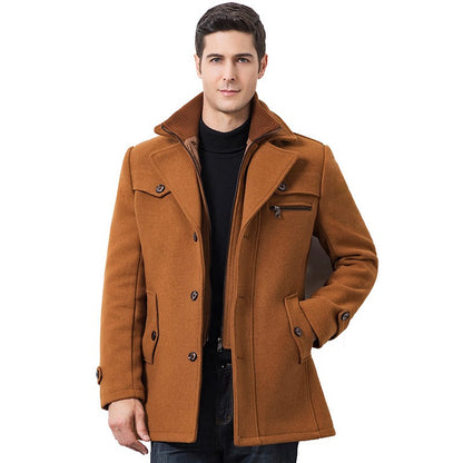 Winter Men's Jacket Oversized Wool Overcoat Solid Warm Pea Coats Thicken Casual Woolen Coat Men Clothing Parka A3F1303