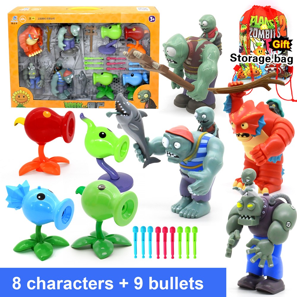 PLANTS VS ZOMBIES 2 Toys Full Set New Role Pea Shoote Alliance Bullet Ejection Attack Walking Dead Children's Gifts Delivery Bag