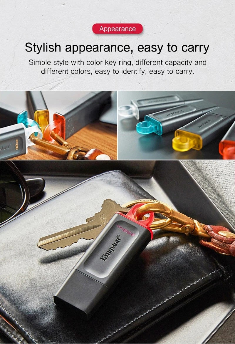 Kingston Pen Drives USB Flash Drive 64g Memory Stick 3.2 128g Compacto Durável Pendrive CLE USB 3.2 Flash Disk Mini Chave Usb 256GB