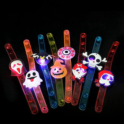 5/10/20PCS Glowing Halloween Pumpkin Ghost Bracelet Rings Night Decor Halloween Party Favor Festival Carnival Gifts Bag Fillers