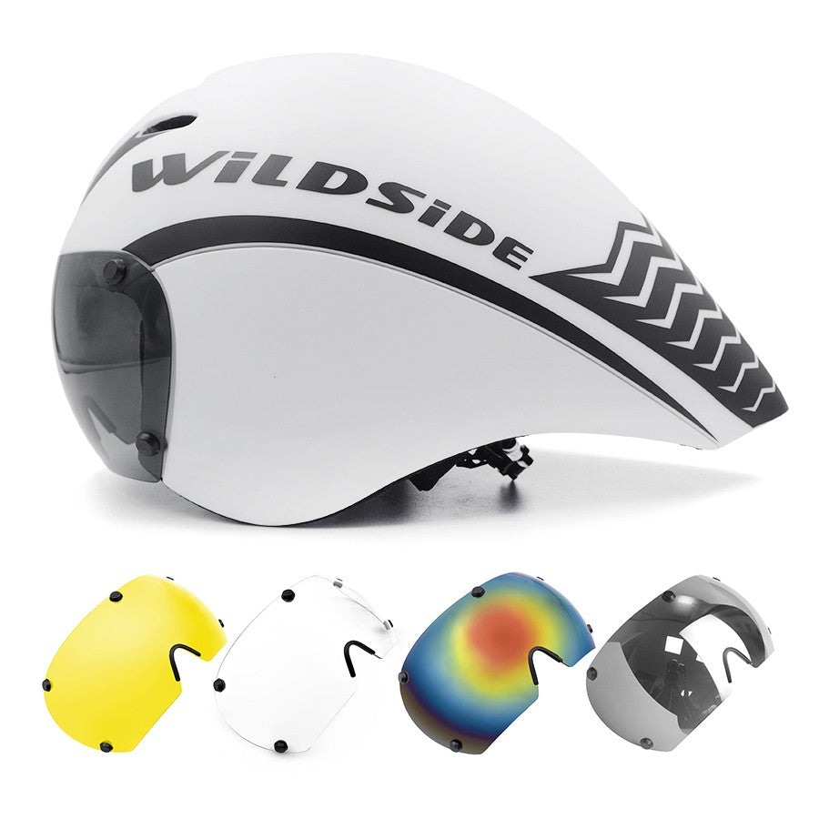 Capacete de Ciclismo de Estrada Wildside Aero TT Capacete de Segurança para Bicicleta de Triathlon Ultraleve com Óculos Acessórios para Bicicleta