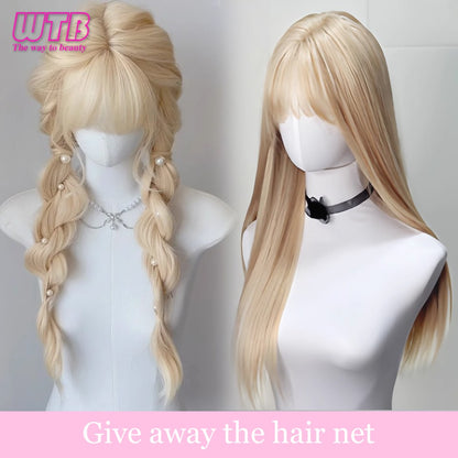 Peruca Sintética Lolita Curta Cacheada 12 Polegadas Doce E Adorável Dourado-Branco Natural Fofa Cabelo Ondulado Cosplay Peruca De Cabeça Cheia Para
