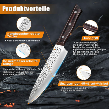 ZENG 8pcs Chef Knife Kitchen Knives Set Hammer Pattern Sharp Cutting Blade Meat Salmon Slicing Knives Santoku Knives Kitchen