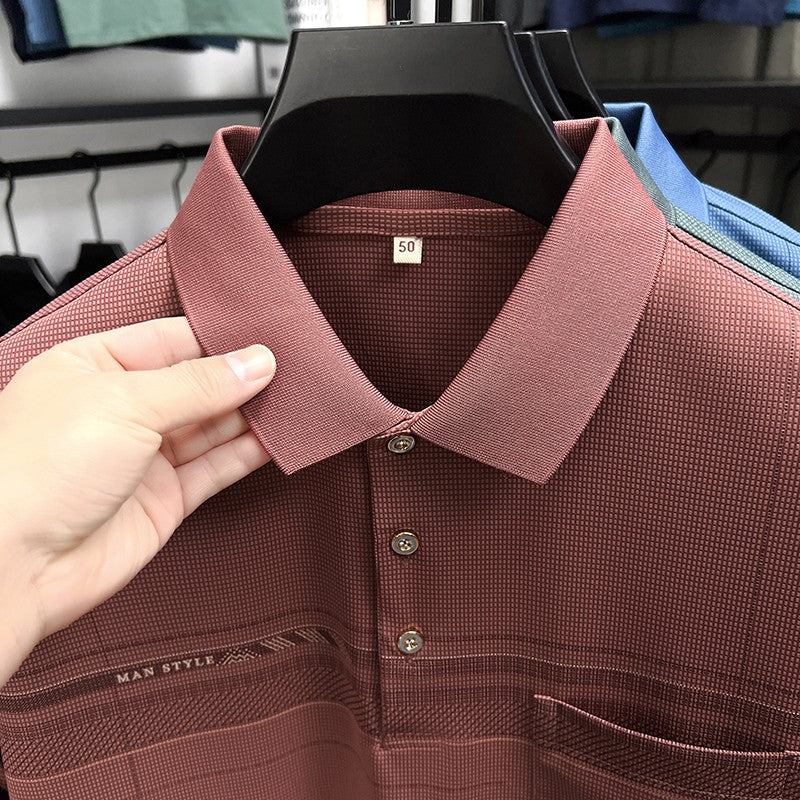 Retro men's short sleeved polo shirt summer fashion pocket stripe high-end custom design comfortable cotton top casual T-shirt