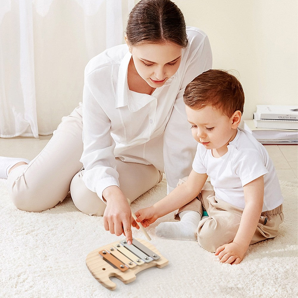 1pc Baby Wooden Rattle Wooden Elephant Xylophone Baby 0 3 Years Toys Make Sound Toys Music Rattle Wooden Kids Instruments Toys