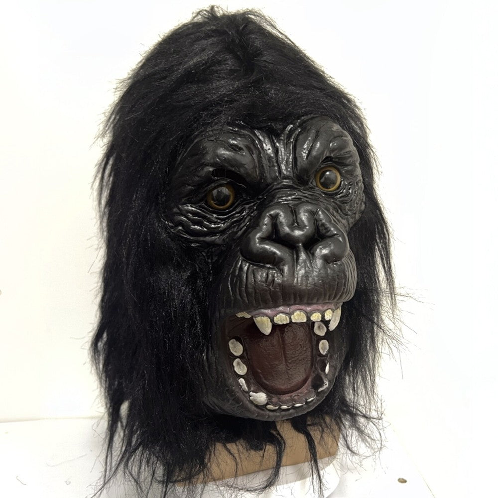 Black Realistic Gorilla Latex Mask for Halloween Party Cosplay Costume Prop Full Face Animal Headgear
