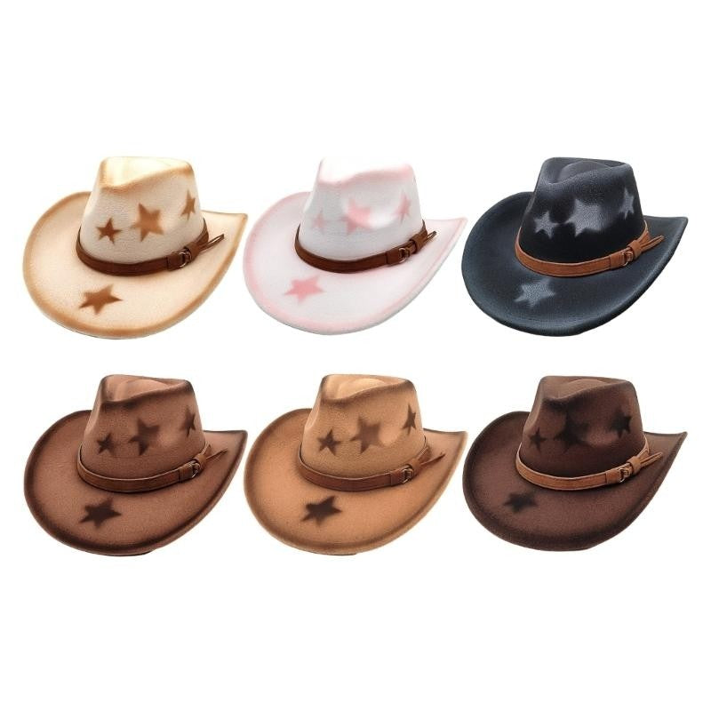 Homburg Cowboy Hats Old Fashion Porkpie Hat Stylish Panama Hat Belt Fedoras