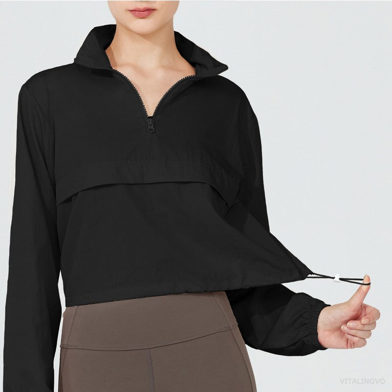 VITALINOVO Women's Athletic Jacket Lightweight Quarter Zip Pullover For Golf Hiking Running Windbreaker UPF50+ Waterproof Jacket