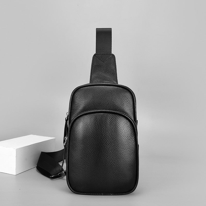 Genuine Leather Small Sling Bag Casual Crossbody Shoulder Chest Cell Phone Purse Fanny Packs Gifts for Women Men Black