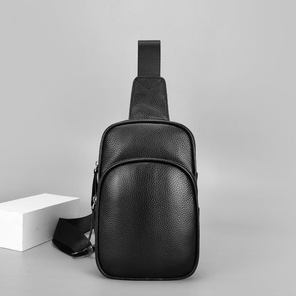 Genuine Leather Small Sling Bag Casual Crossbody Shoulder Chest Cell Phone Purse Fanny Packs Gifts for Women Men Black