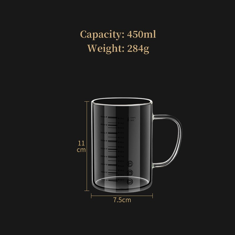 Y-244 Copo de Leite Caneca de Café Copo Medidor Graduado com Alça de Vidro Borossilicato Copos Medidores de Qualidade Alimentar Multifuncionais