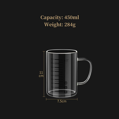 Y-244 Copo de Leite Caneca de Café Copo Medidor Graduado com Alça de Vidro Borossilicato Copos Medidores de Qualidade Alimentar Multifuncionais