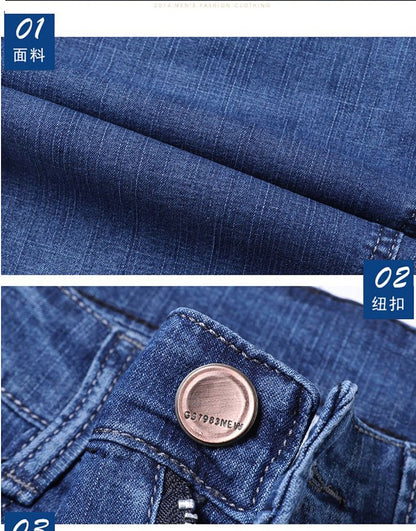 New high-end denim shorts for men in spring and summer of 2025, loose and versatile, trendy brand business casual denim shorts