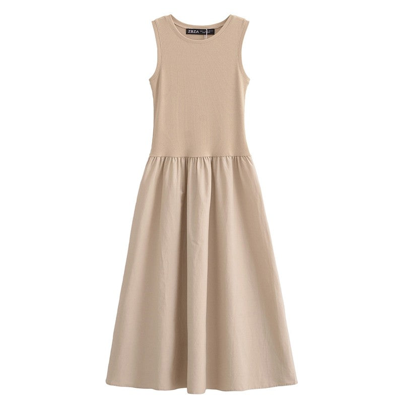 HXAO Black Dress Women Slim Simple O Neck Sleeveless Long Dress Holiday Dress Street Casual Dresses 2025 Women's Summer Dress