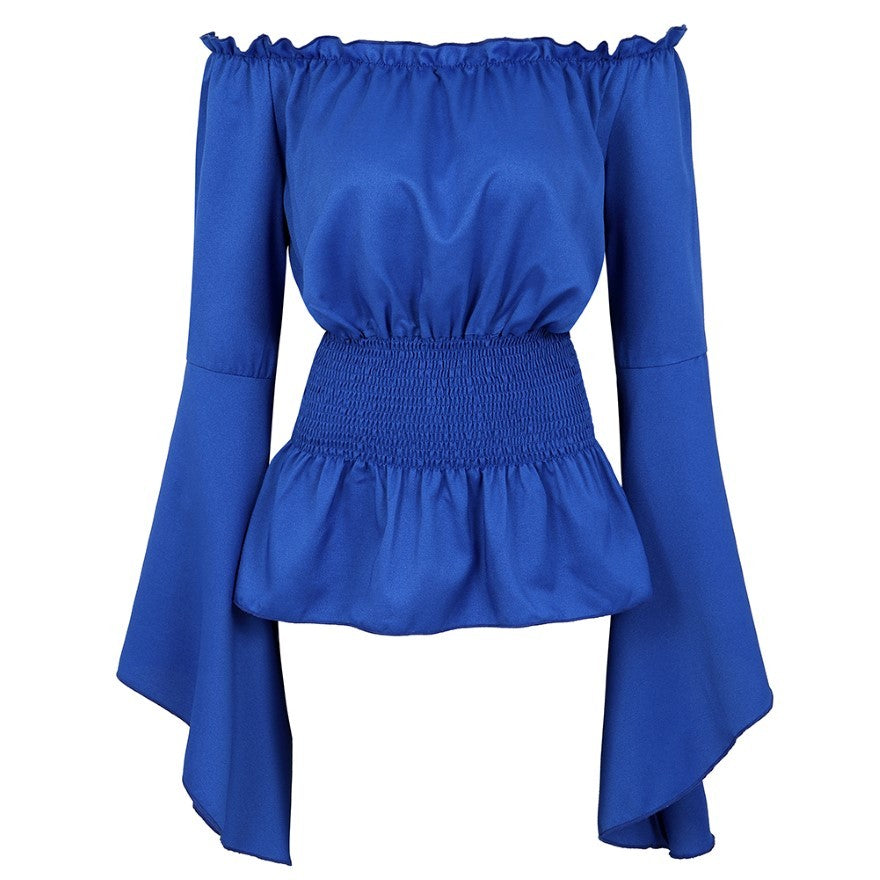 Renaissance Off Shoulder Long Sleeves Corset Blouse Women Medieval Victorian Costume Gothic Pirate Shirt Plus Size Boho Top