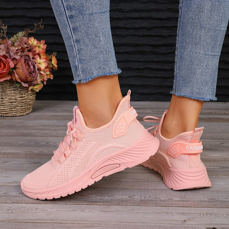 Designer Women Casual Sneakers Sports Shoes Fashion Brand Lace Up Loafers Female Knitted Mesh Breathable Shoes for Women