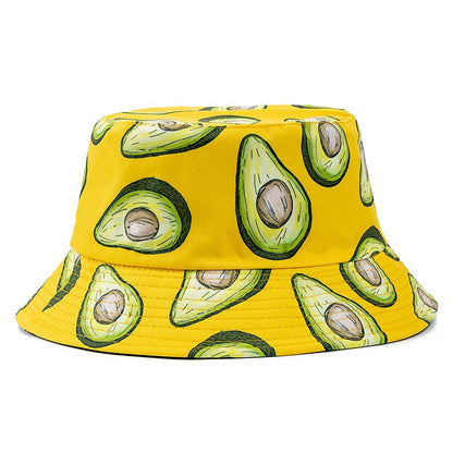Chapéu Bucket Unissex Quente de Verão com Estampa de Frutas, Dupla Face, Chapéu de Sol Feminino, Chapéu Panama Clássico Masculino