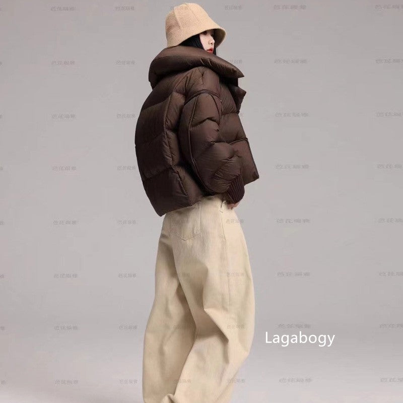 Lagabogy 2025 Winter Puffer Jacket Women Short 90% White Duck Down Coat Female Streetwear Warm Parkas Removable Sleeves Outwear