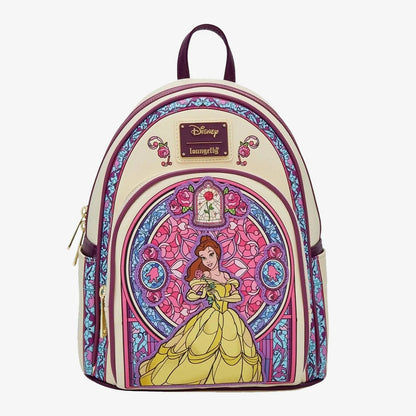 Nova carteira mochila mini Loungefly Disney A Bela e a Fera Bela Vitral Retrato