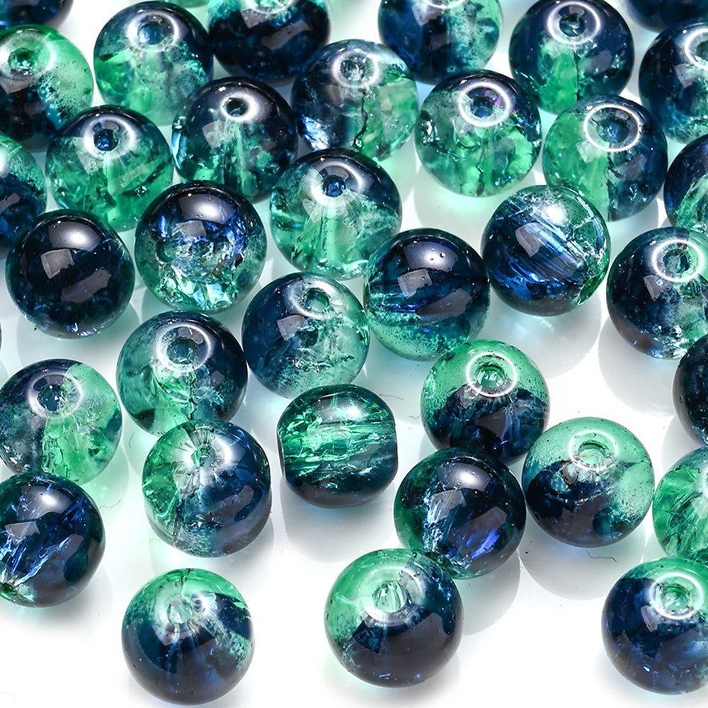 100pcs 8mm Christmas Crystal Glass Crack Beads Red and Green Gradient Spacer Beads for DIY Bracelet Necklace Jewelry Making
