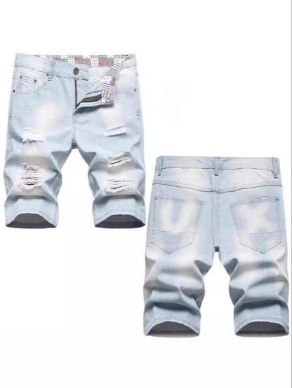 2024 New Summer Shorts Jeans Men Denim Pants Stretch Dark Blue Fashion Design Men's Jeans Slim Straight Male Short Jeans Hombre