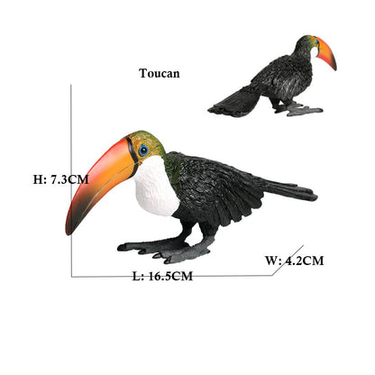 Coruja Flamingo Peru Tucano Seahawk Modelo Animais Estatuetas Plástico Pássaro Brinquedo Boneco de Ação Aventuras na Selva Presentes para Crianças Zoológico da Floresta