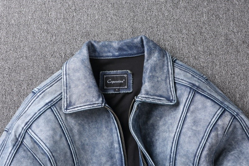 2025 New Luxury Unisex Cowhide Jacket - Short Cut Relaxed Fit Leather Biker Style Coat